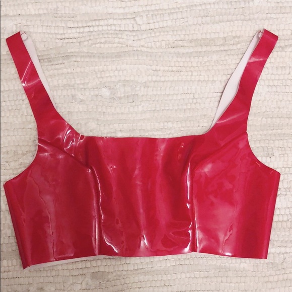 Meshki Other - Red polyvinyl cropped top // bra